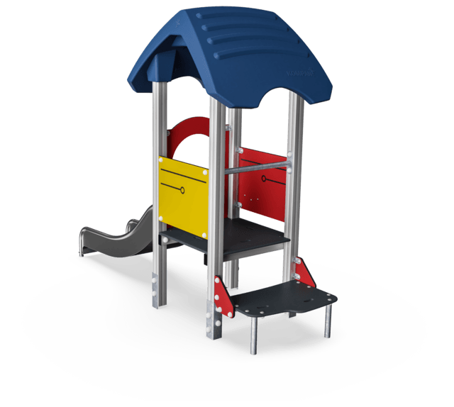 Play Tower with Roof and Slide, Wood Posts and Plastic Slide2