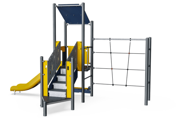 Play Tower with Climbing Net, Basic, Plastic Slide, Inclusion